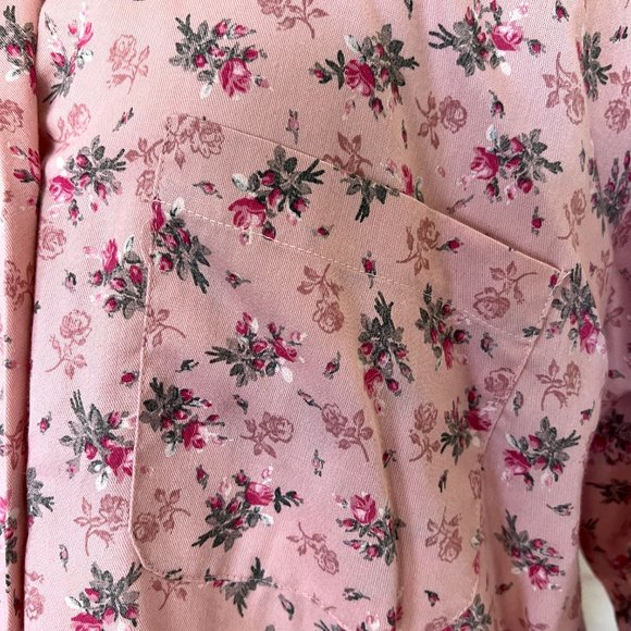 Retro Abercrombie & Fitch Pink Floral Print Blouse - Size Large - Picture 2 of 6